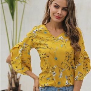 Camisa de vestir color amarilla mostaza